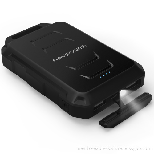 RAVPower 10050mAh Waterproof Dustproof and Shockproof Power Bank Built-in Flashlight Black